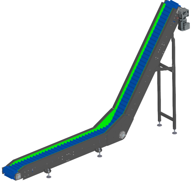 Straight belt conveyor with inflection