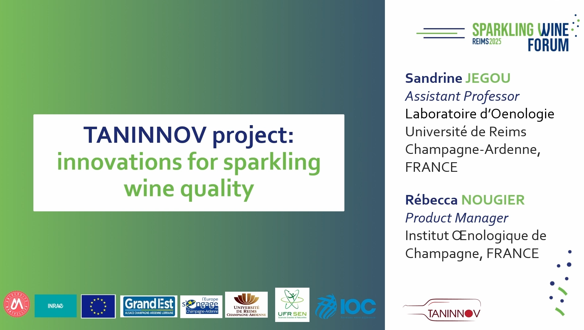 [SWF25] Taninnov Project: innovations to improve the quality of sparkling wines