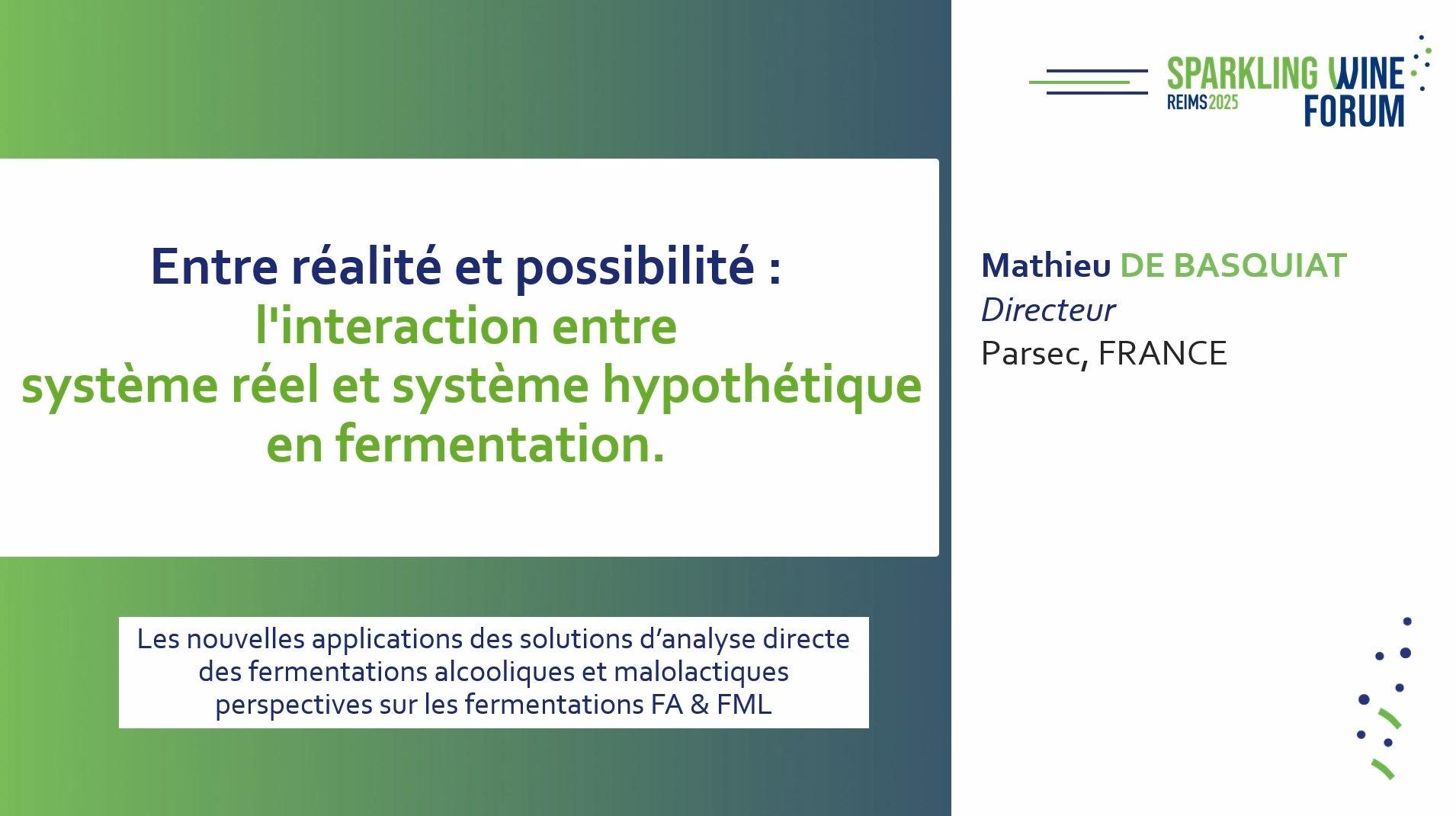 [SWF25] Between reality and possibility: the interaction between real and hypothetical systems in fermentation. New applications of direct analysis solutions for alcoholic and malolactic fermentation