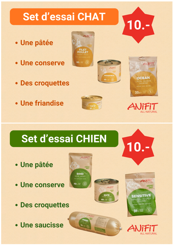 Sets d'essai d'alimentation ANiFiT pour chien ou chat à CHF 10.-