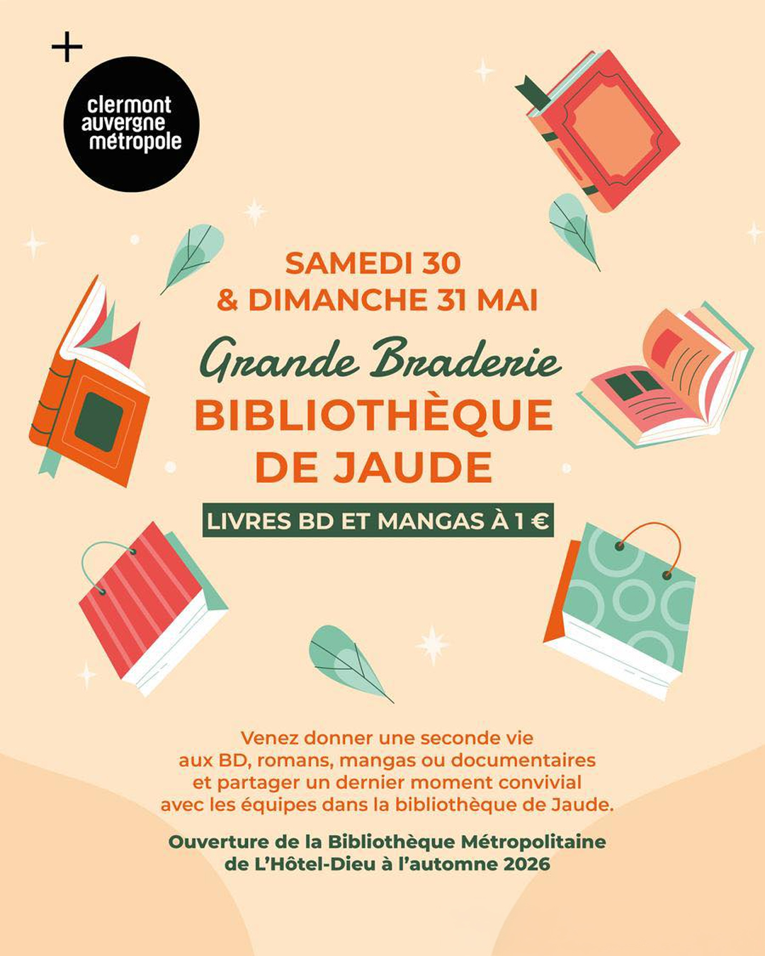 Clermont-Ferrand : 35 000 livres à 1 euro à la médiathèque de Jaude les 30 et 31 mai