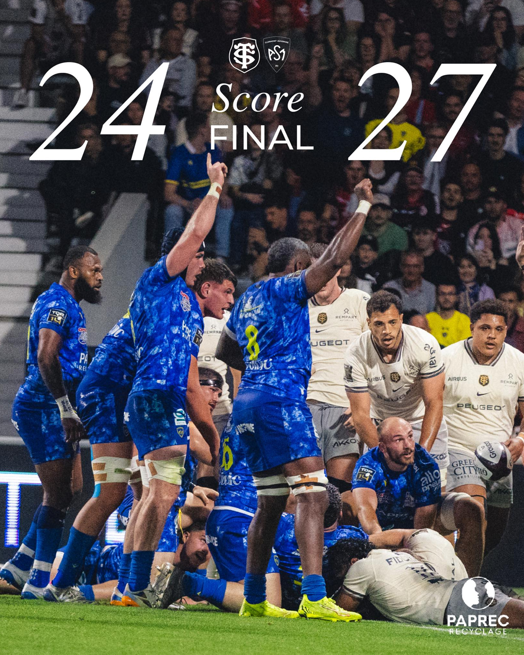 L'ASM Clermont signe un exploit historique à Toulouse après un scénario de folie (24-27)