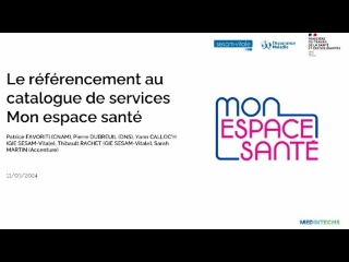 Le référencement au catalogue de services Mon espace santé