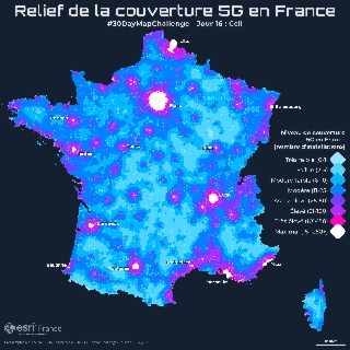 [#30DayMapChallenge 2025] Relief de la couverture 5G en France