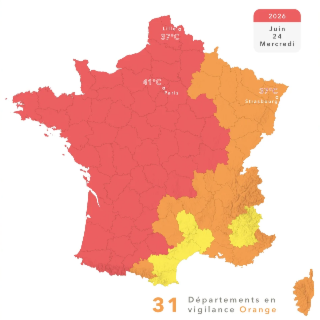 🌡️ Canicule : visualiser la vague de chaleur déferlant sur la France