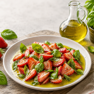 L’accord inattendu : fraise, huile d’olive & basilic