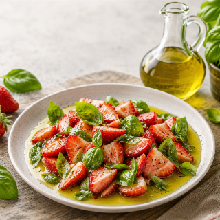 L’accord inattendu : fraise, huile d’olive & basilic