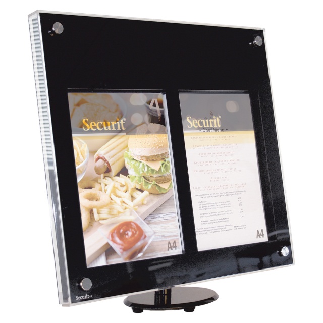 Porte-menu Acrylique Securit® avec lumières LED blanches