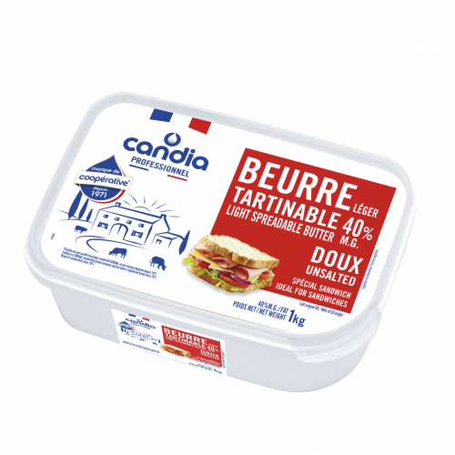 Beurre léger tartinable doux 40% MG - Candia Professionnel - 1kg