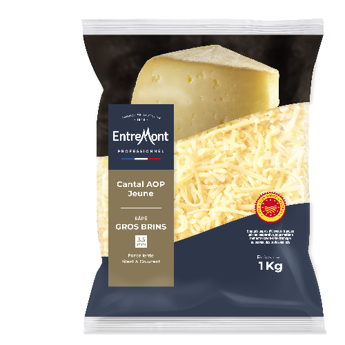 Cantal AOP Jeune Râpé gros brins 3,5 mm – Entremont Professionnel – 1kg