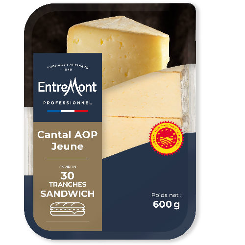 Cantal AOP Jeune tranches sandwich– Entremont Professionnel – 600g