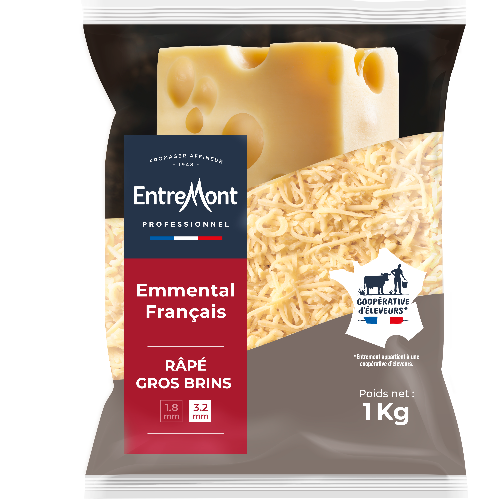 Emmental Râpé gros brins 3,2 mm – Entremont Professionnel – 1kg