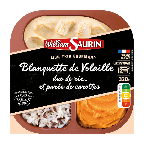 BLANQUETTE DE VOLAILLE DUO DE RIZ ET SA PURÉE DE CAROTTES - 320g