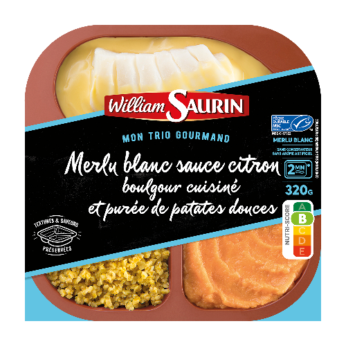 MERLU BLANC SAUCE CITRON, BOULGOUR CUISINÉ ET PURÉE DE PATATES DOUCES - 320g