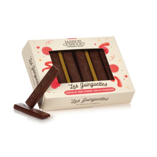 GUINGUETTES CHOCOLAT NOIR FOURREES D'UN COULIS FRAMBOISE 