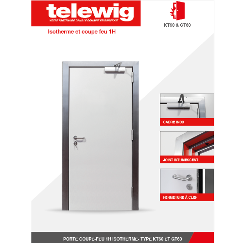 Porte isotherme Coupe Feu 1H Type KT60/GT60