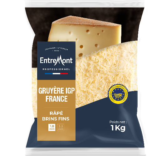 Gruyère IGP France Râpé Brins fins 1,8 mm – Entremont Professionnel – 1kg