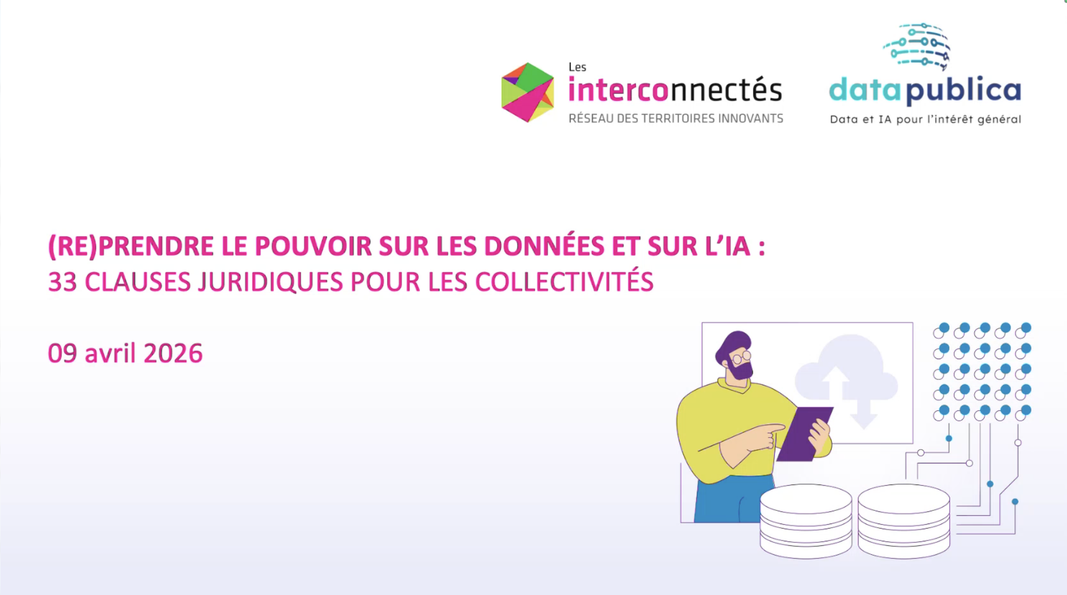 Webinaire – (Re)prendre le pouvoir sur les données et sur l’IA : 33 clauses juridiques pour les collectivités
