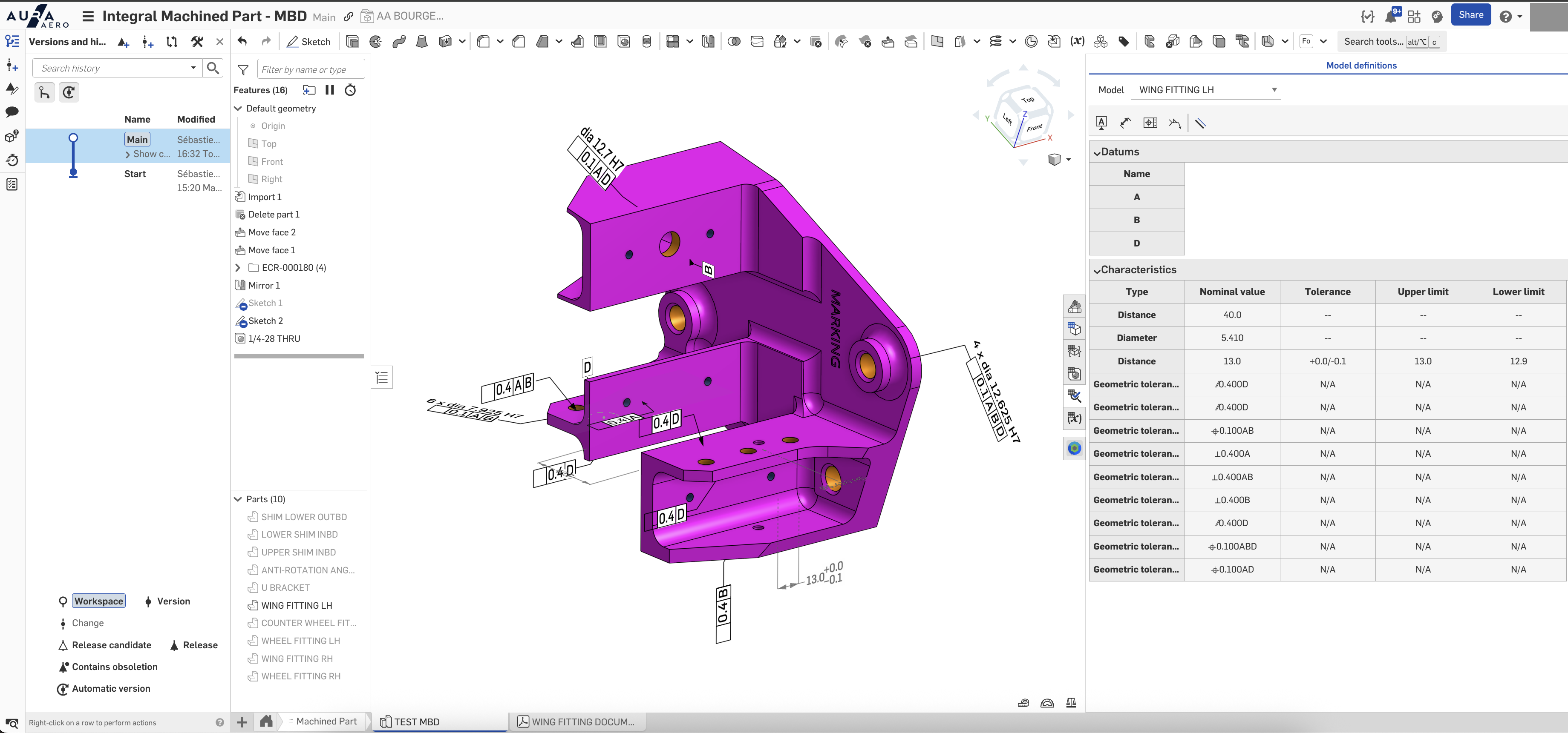 Twin+ jumeau numerique MBD Onshape PTC Aura Aero