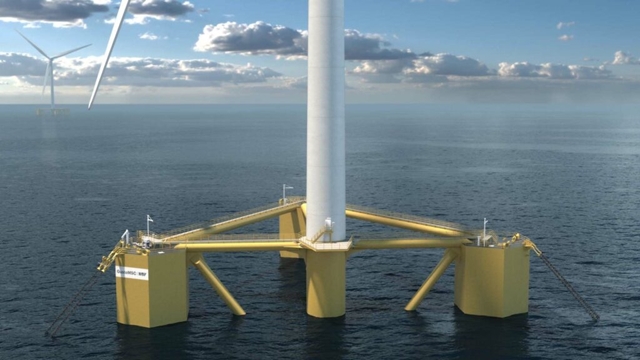 Exemple de plate-forme semi-submersible, reposant sur plusieurs flotteurs © BlueFloat Energy