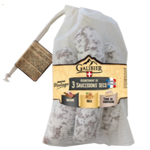 GAL Box lot assortiment sachet coton saucissons secs 3*145gr (tome - noix - beaufort)